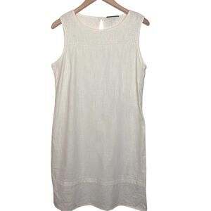 NWT Dana Buchman White Eyelet Sleeveless Linen Dress Women’s Sz 10